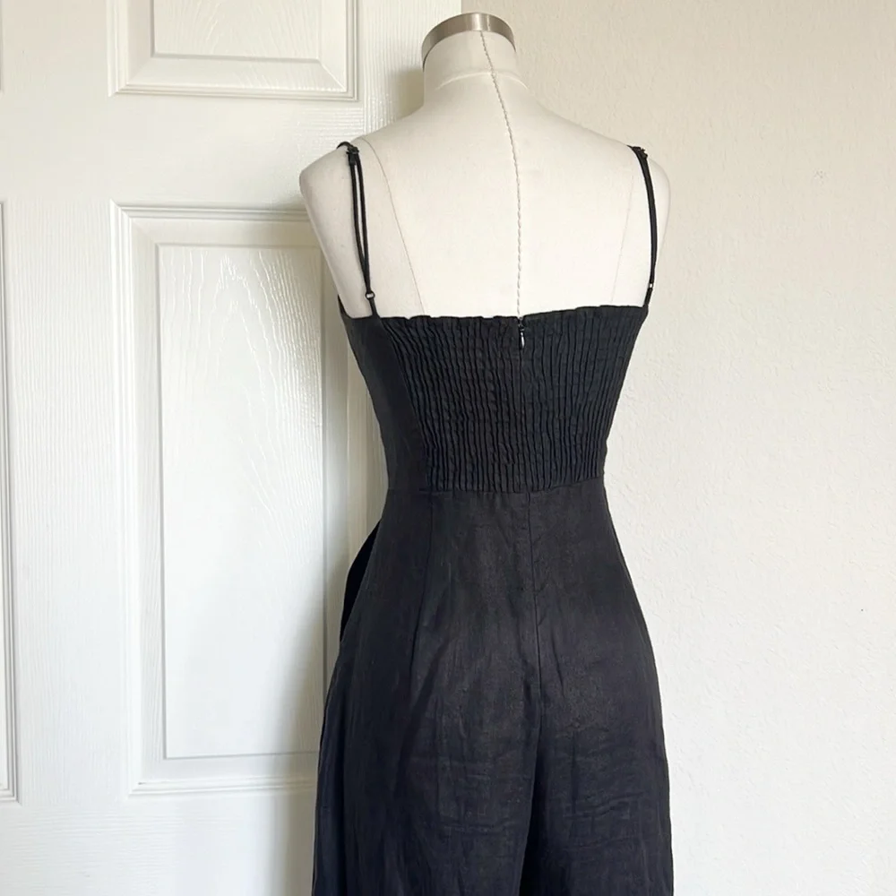 REFORMATION Jager Linen Black Jumpsuit - Picture 4 of 7